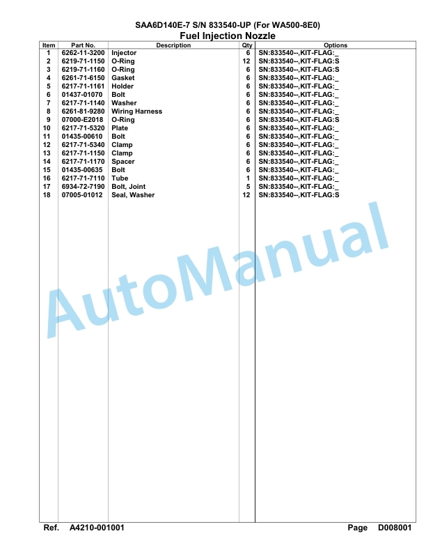 Komatsu SAA6D140E-7 Parts Manual 833540-UP-5
