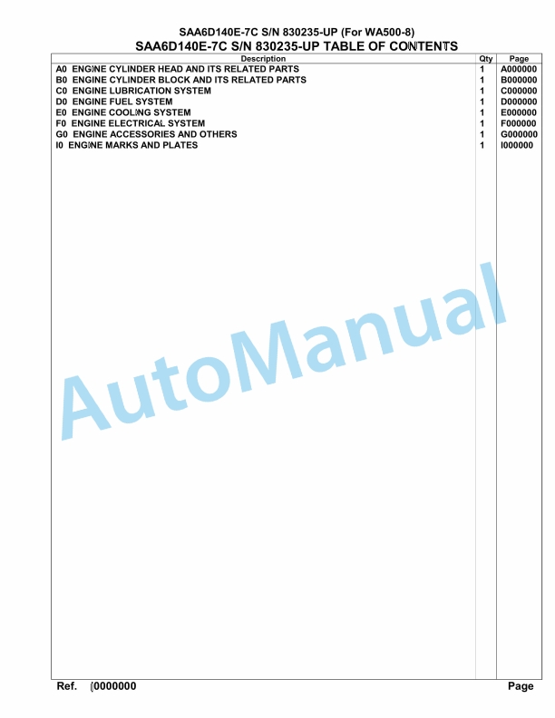 Komatsu SAA6D140E-7C Parts Manual 830235-UP
