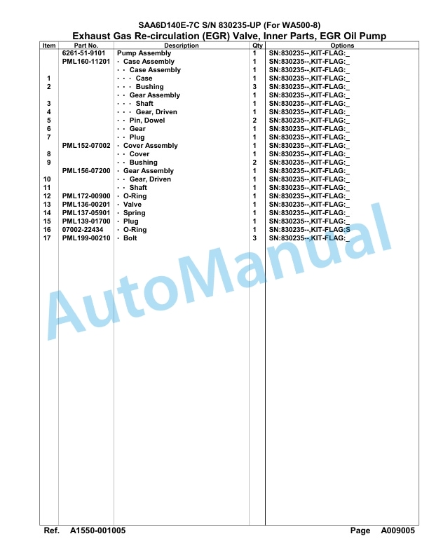 Komatsu SAA6D140E-7C Parts Manual 830235-UP-2