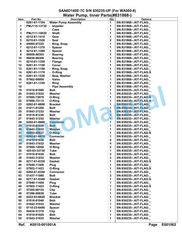 Komatsu SAA6D140E-7C Parts Manual 830235-UP-5