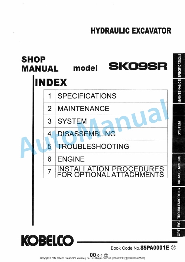 Komatsu SK09SR Hydraulic Excavator Shop Manual S5PA0001E-02