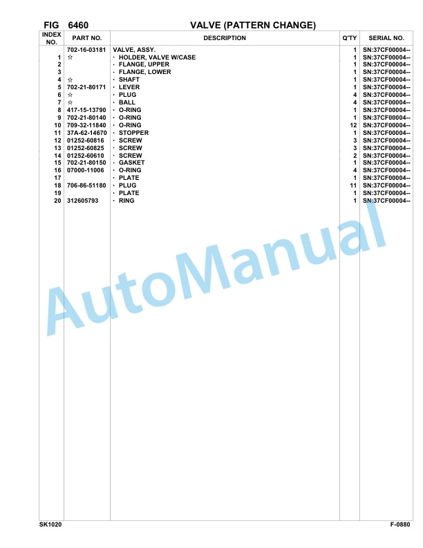 Komatsu SK1020-5 Skid Loader Parts Manual 37CF00004-UP-5