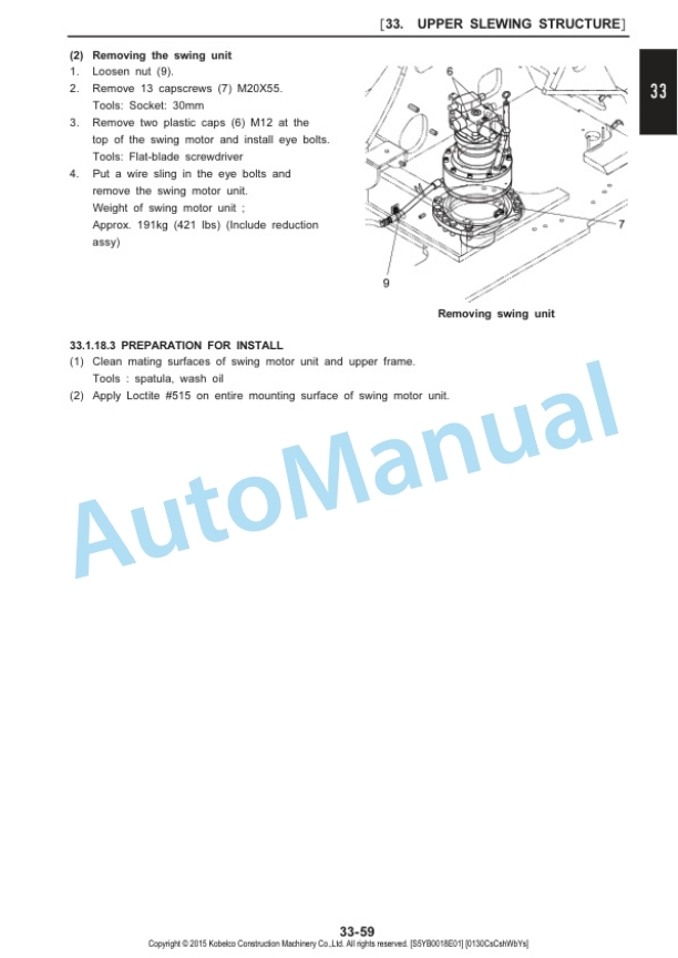 Komatsu SK230SRLC-3 Hydraulic Excavator Shop Manual S5YB0018E02-3