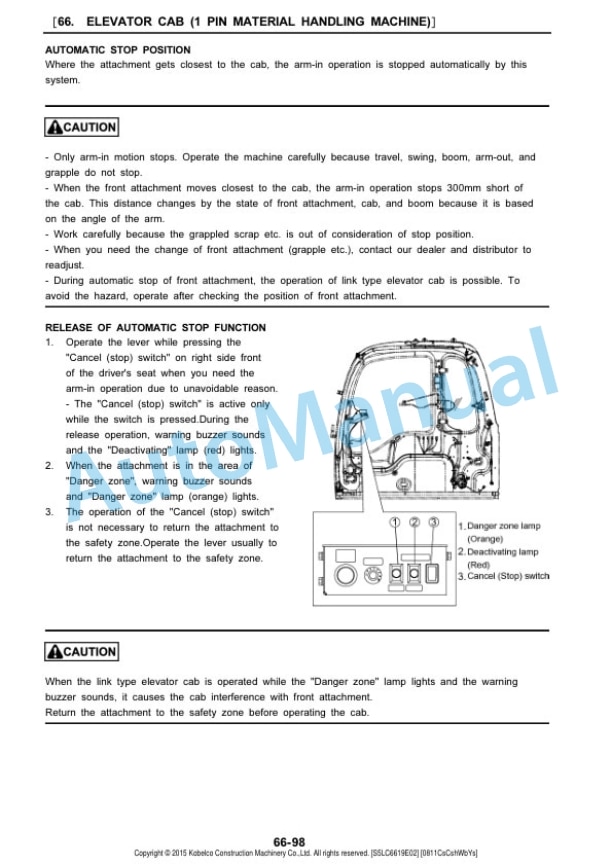 Komatsu SK350LC-8 Elevator Cab Shop Manual S5LC6619E02-5
