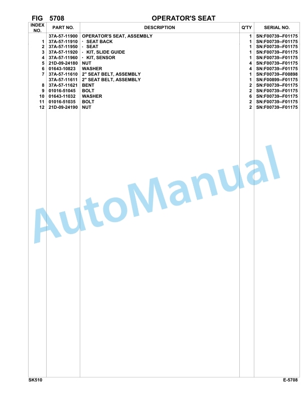Komatsu SK510-5 Skid Loader Parts Manual 37DF00001-up-4