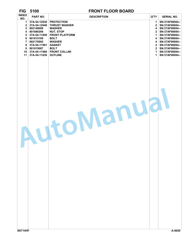 Komatsu SK714-5 Hand Foot Control Parts Manual 37AF00004-up-2