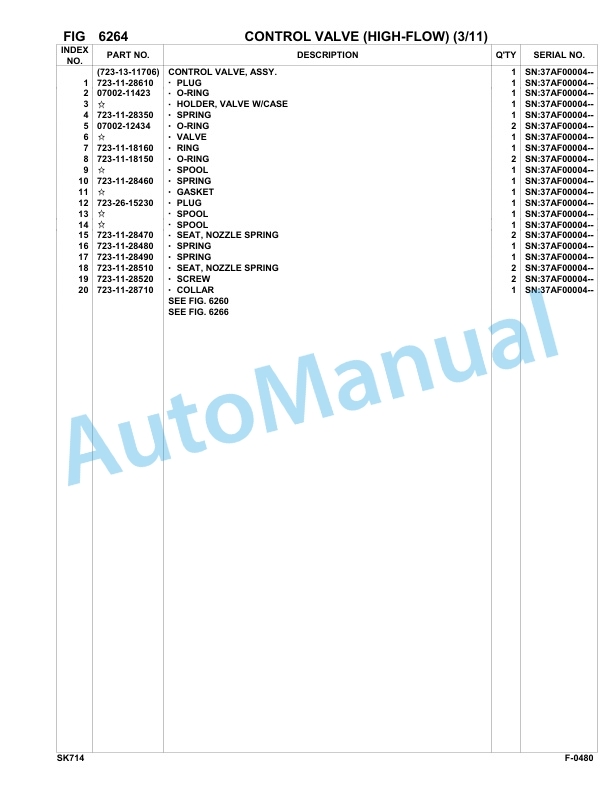 Komatsu SK714-5 Skid Loader Parts Manual 37AF00004-UP-4