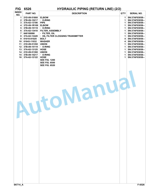 Komatsu SK714-5 Skid Loader Parts Manual 37AF01876-UP-5