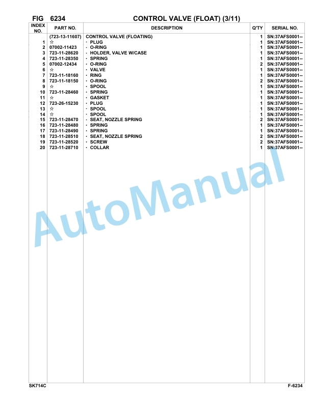 Komatsu SK714-5 Skid Loader Parts Manual 37AFS0001-UP-4