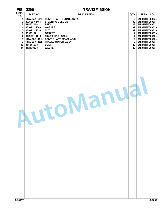 Komatsu SK815-5 Turbo Skid Loader Parts Manual 37BTF00003-Up-2