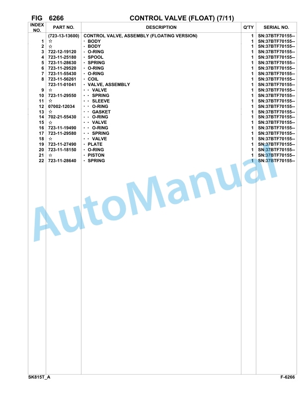 Komatsu SK815-5 Turbo Skid Loader Parts Manual 37BTF00224-Up-4