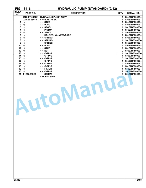 Komatsu SK818-5 Skid Loader Parts Manual 37BF50003-UP-3