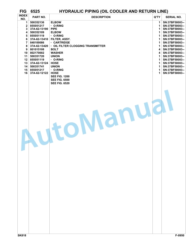 Komatsu SK818-5 Skid Loader Parts Manual 37BF50003-UP-5