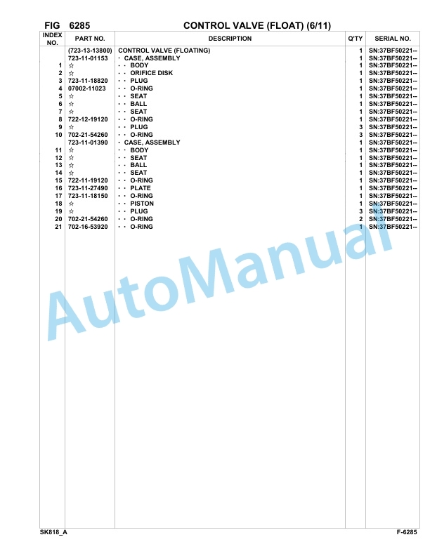 Komatsu SK818-5 Skid Loader Parts Manual 37BF50111-UP-4