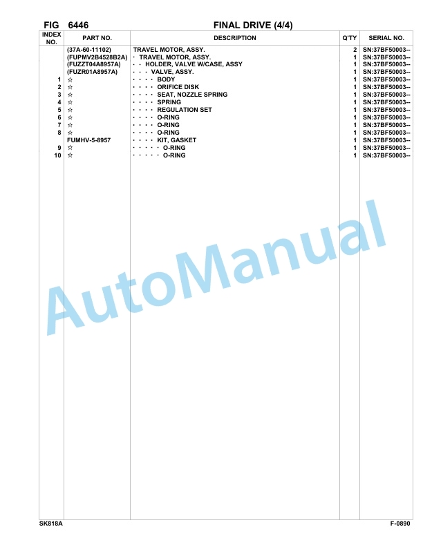 Komatsu SK818-5 USA Skid Loader Parts Manual 37BF50003-up-5