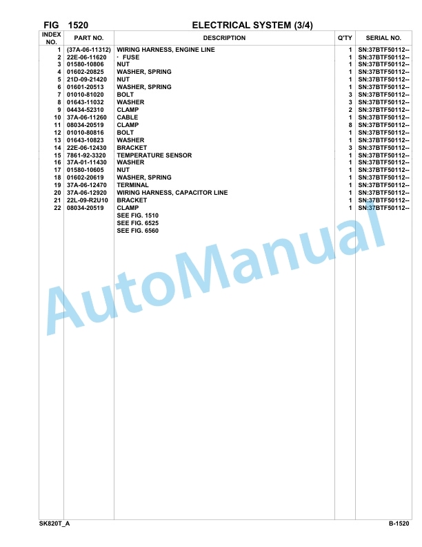 Komatsu SK820-5 Skid Loader Parts Manual 37BTF50112-UP-2