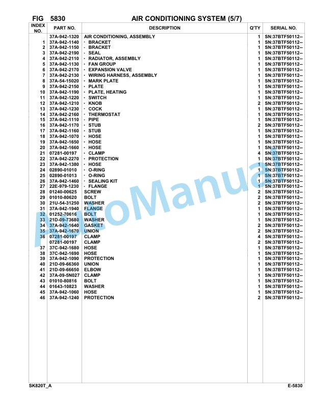 Komatsu SK820-5 Skid Loader Parts Manual 37BTF50112-UP-3