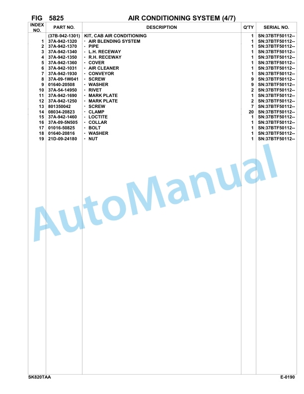 Komatsu SK820-5 Turbo USA Skid Loader Parts Manual 37BTF50112-up-3