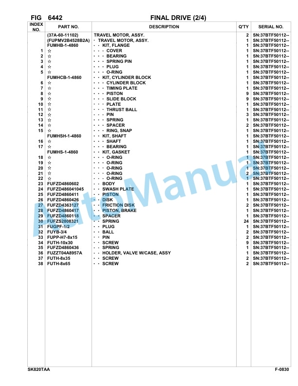 Komatsu SK820-5 Turbo USA Skid Loader Parts Manual 37BTF50112-up-5
