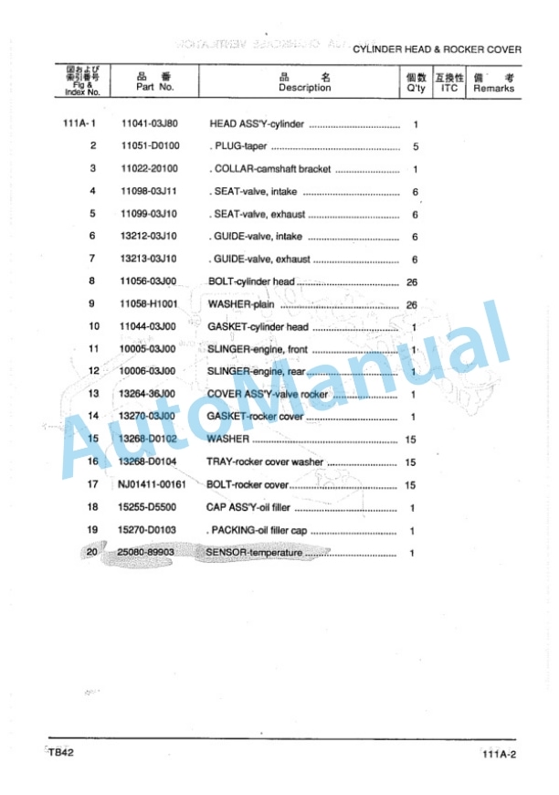 Komatsu TB42 Gasoline Engine Parts Manual PGCTB40-01-2