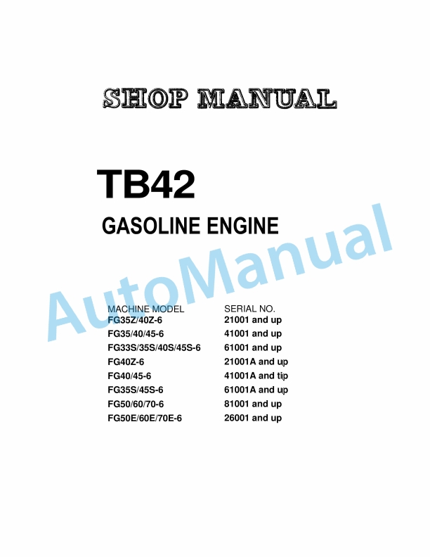 Komatsu TB42 Gasoline Engine Shop Manual
