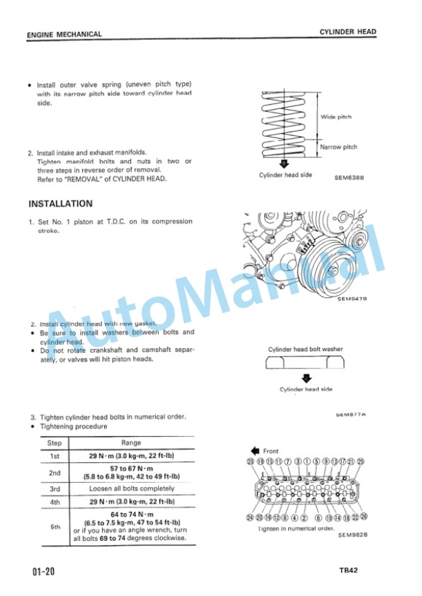 Komatsu TB42 Gasoline Engine Shop Manual TP42-BE1-2