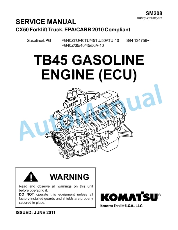 Komatsu TB45 Gasoline Engine Service Manual SM208