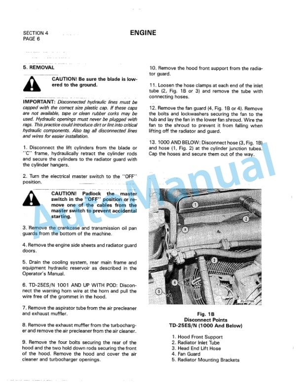 Komatsu TD-25E, TD-25G Crawler Tractor Shop Manual SM-TD25E-G-2