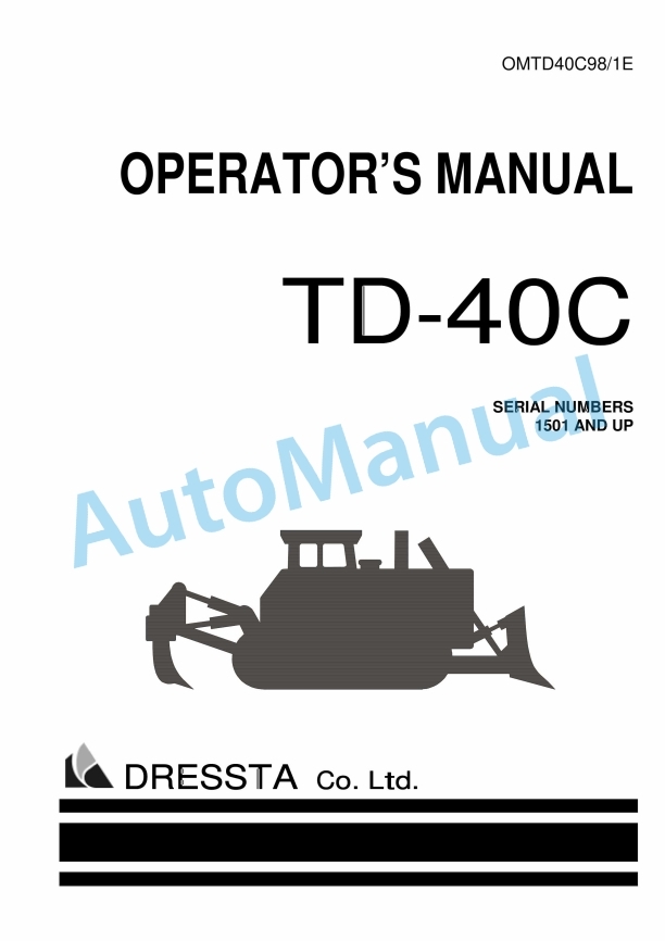 Komatsu TD-40H Operation and Maintenance Manual OMTD40C98-1E