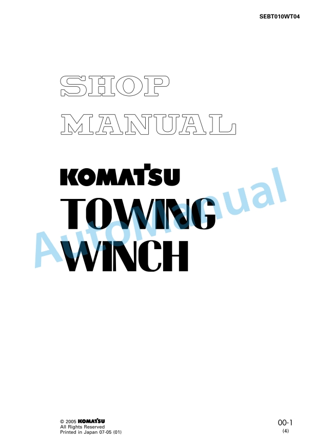 Komatsu Towing Winch Shop Manual SEBT010WT04