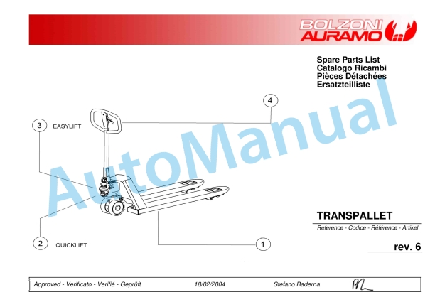 Komatsu TRANSPALLET Parts Manual