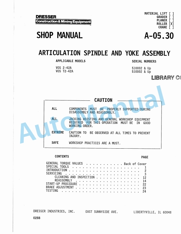 Komatsu VOS 2-42A, VOS T2-42A Shop Manual A-05.30