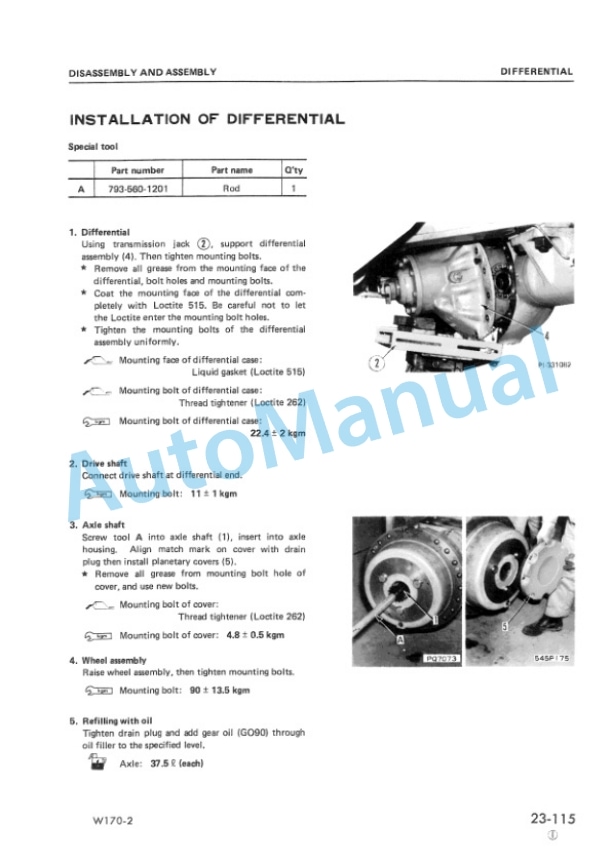 Komatsu W170-2 Wheel Loader Shop Manual SEBM0384C01-3