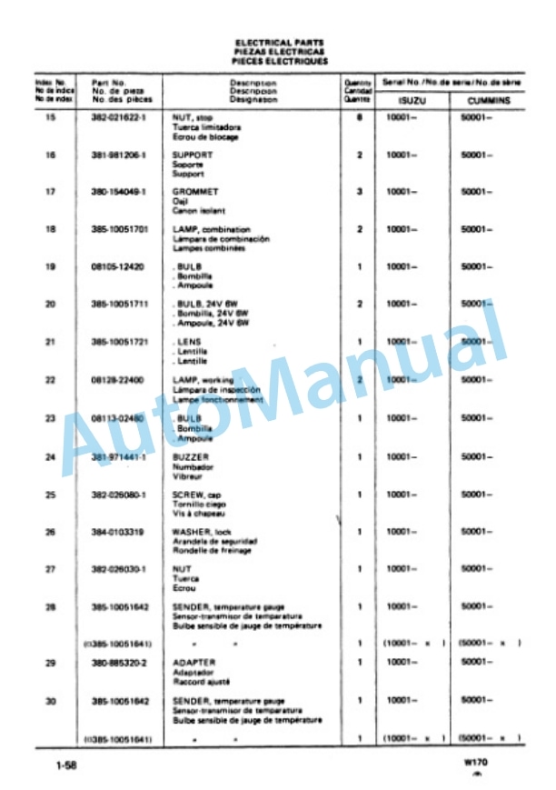 Komatsu W170 Wheel Loader Parts Manual PXPB03840105-2