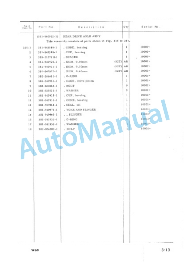 Komatsu W60 Wheel Loader Parts Manual PEPB03850101-3