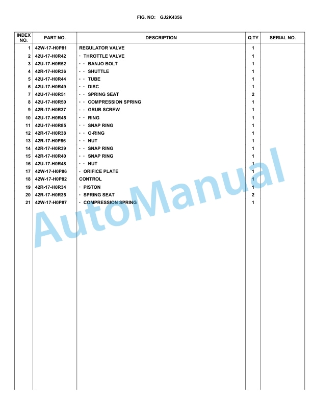 Komatsu WA100M-5 Parts Manual WA100MB-3