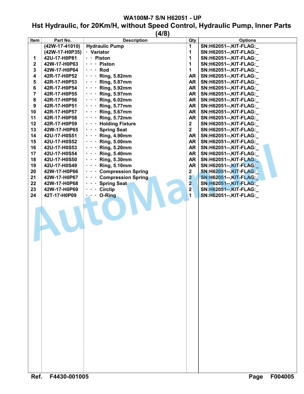 Komatsu WA100M-7 Parts Manual SAA4D95H-2
