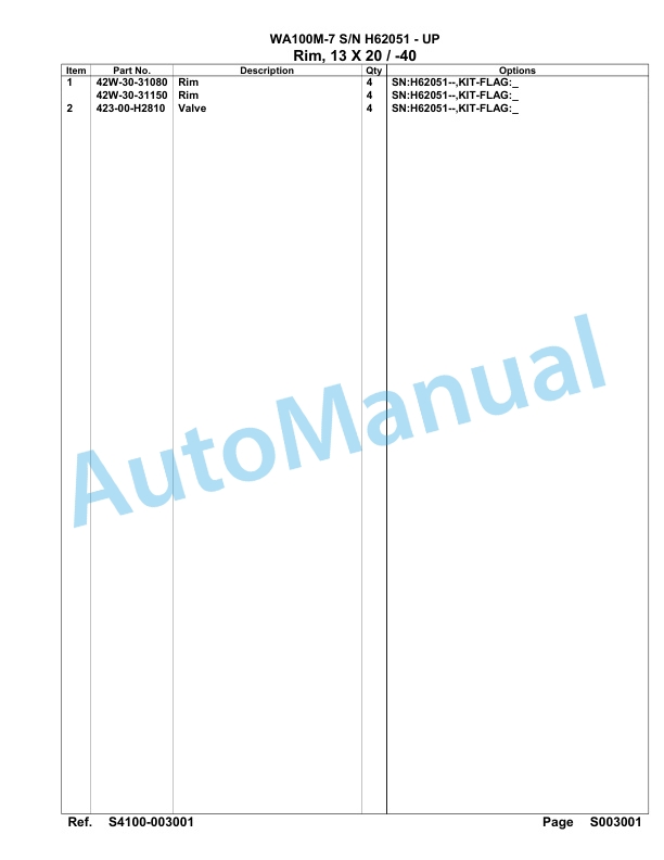 Komatsu WA100M-7 Parts Manual SAA4D95H-5