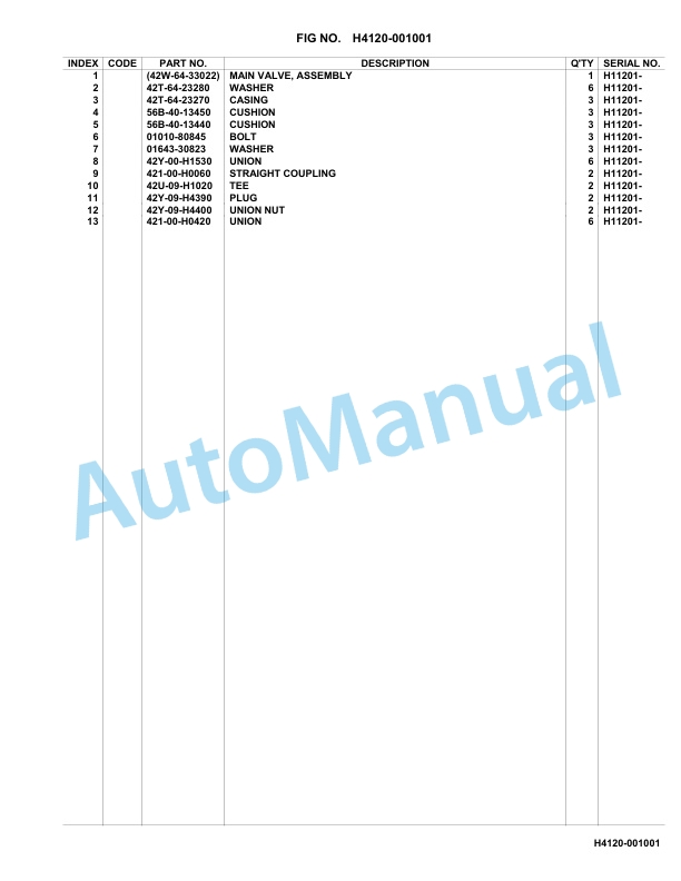 Komatsu WA100M-8E0 Parts Catalog H11201-UP-3