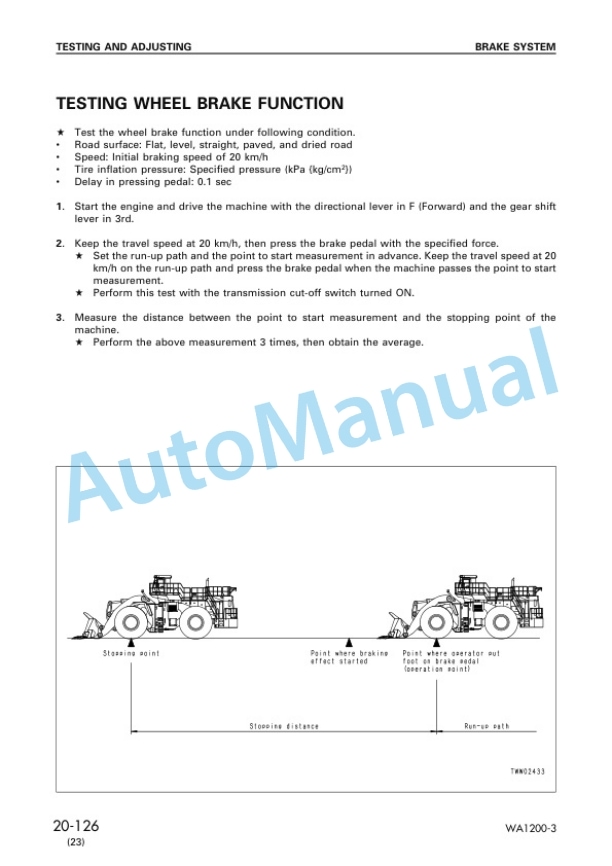 Komatsu WA1200-3 Wheel Loader Shop Manual SEBM018227-2