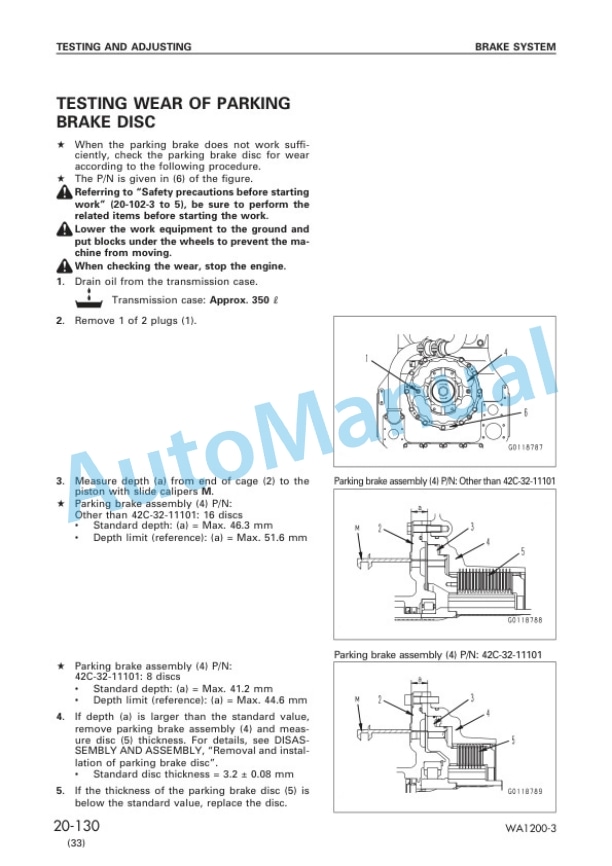 Komatsu WA1200-3 Wheel Loader Shop Manual SEBM018236-2