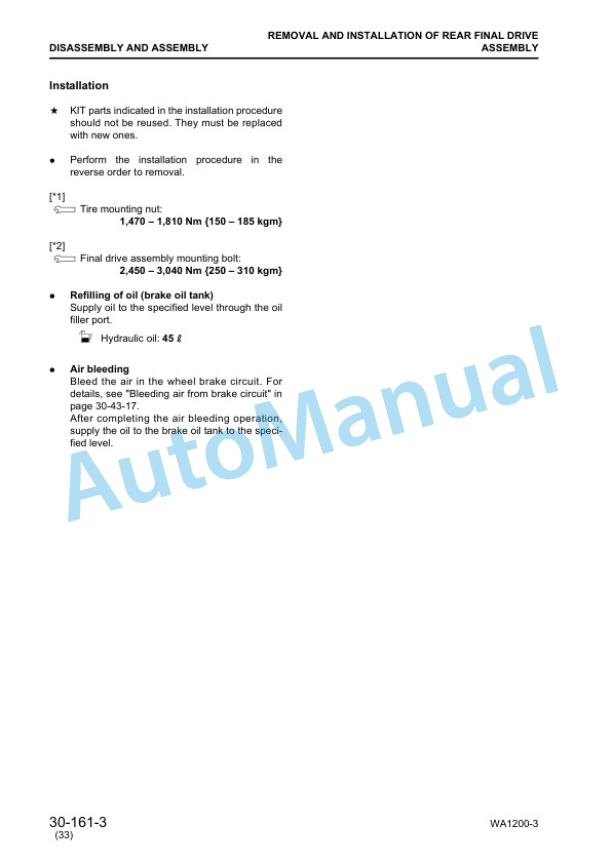 Komatsu WA1200-3 Wheel Loader Shop Manual SEBM018236-5