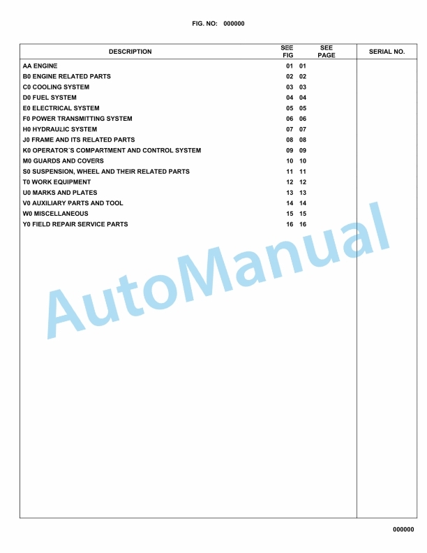 Komatsu WA200-6 Parts Catalog H00051-Up