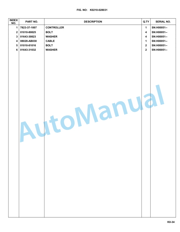 Komatsu WA200-6 Parts Catalog H00051-Up-5
