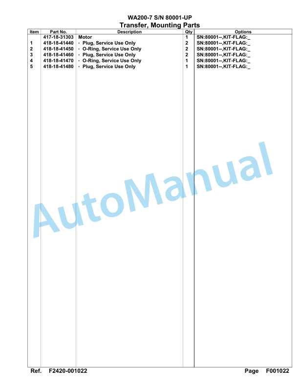Komatsu WA200-7 Parts Manual 80001-UP-2