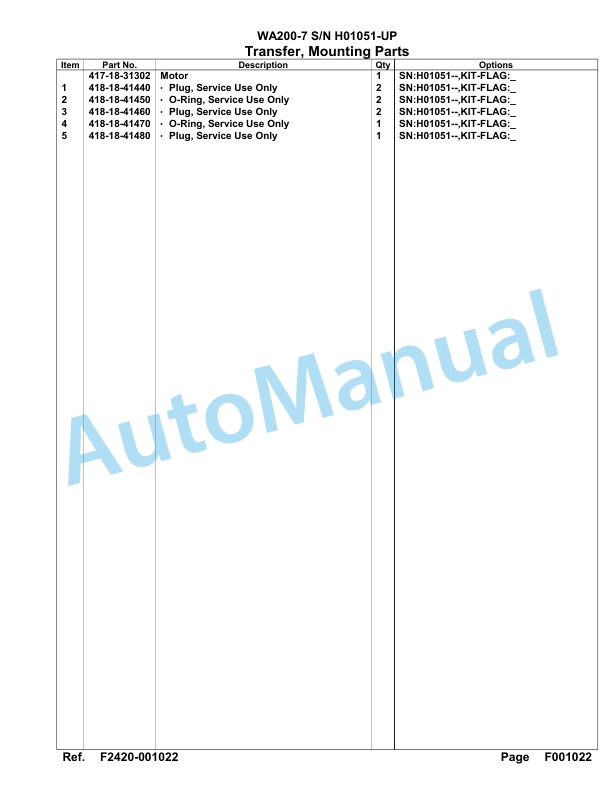 Komatsu WA200-7 Parts Manual WA00004H-2