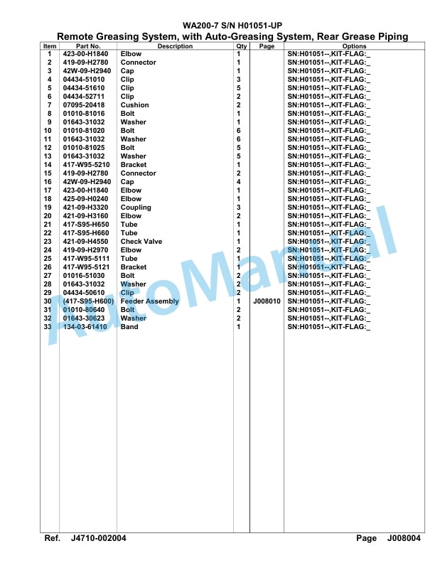 Komatsu WA200-7 Parts Manual WA00004H-4