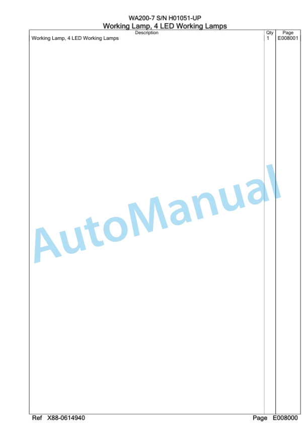 Komatsu WA200-7 Wheel Loader Parts Manual WA00004H-2