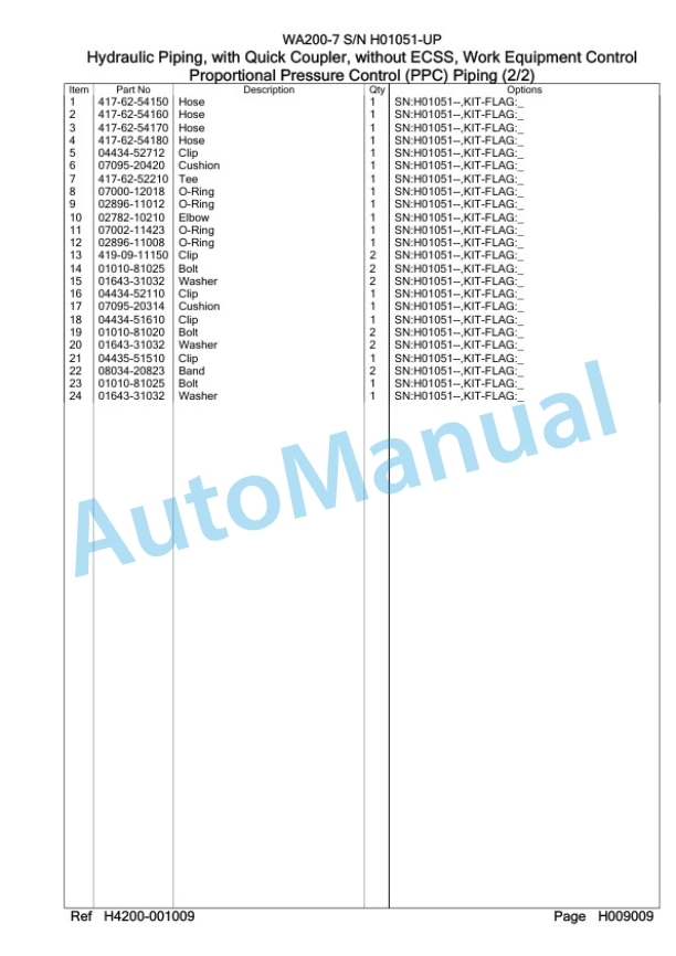 Komatsu WA200-7 Wheel Loader Parts Manual WA00004H-4