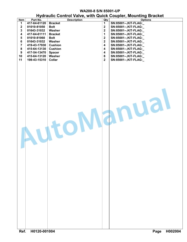 Komatsu WA200-8 Parts Manual WA00023H-3